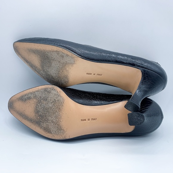 Salvatore Ferragamo Clarissa Croc-Embossed Heel Pump in Black - Picture 7 of 13